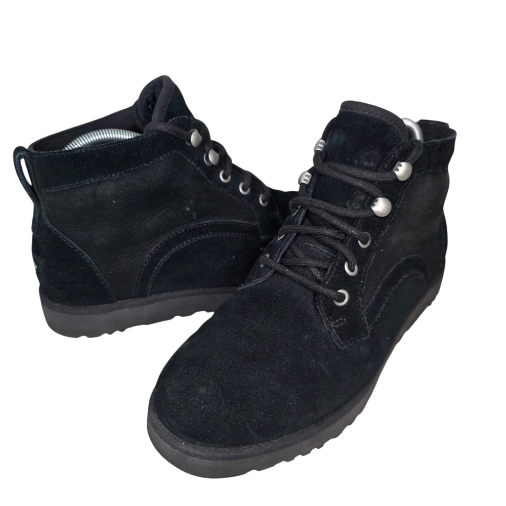 UGG Bethany Womens 7 Black Suede Sheepskin Lined Lace Up Chukka Ankle Boots